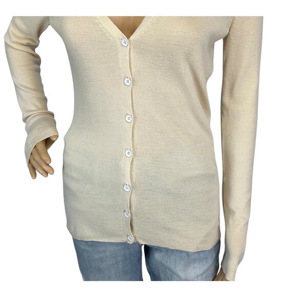 J. Crew Pure Merino Wool Cardigan Sweater Ivory 99826 Size S - Picture 7 of 10